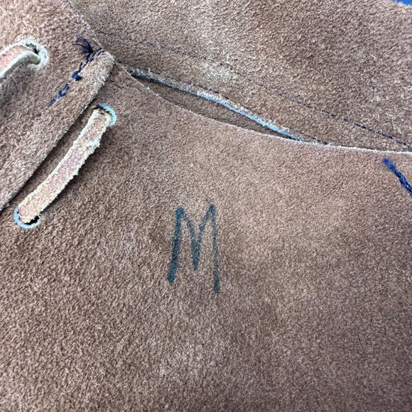 Vintage Suede Leather Poncho Western Brown Fringe Handmade Unisex Southwestern - Picture 4 of 10